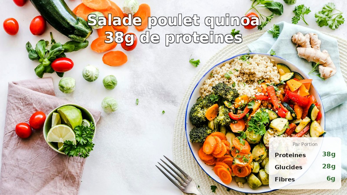 Salade de quinoa fraîche aux légumes croquants servie dans un bol